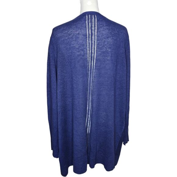 Eileen Fisher Straight Cardigan Fine‎ Gauge Linen Sapphire Blue 2X - Picture 5 of 13